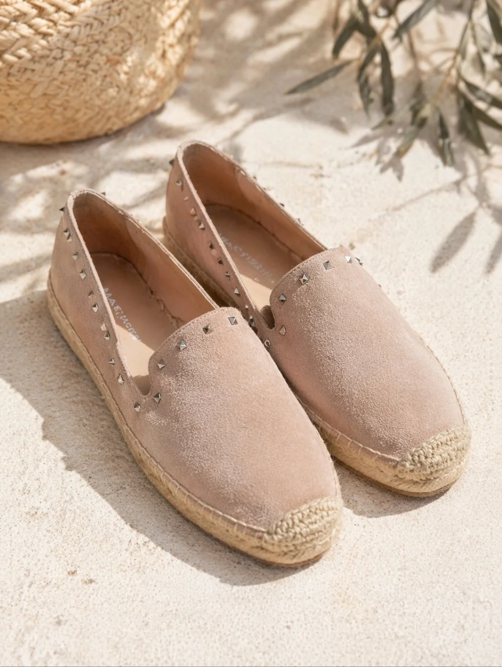 Marc Fisher Studded Espadrille Slip On Sneakers Beige Suede Flats 8.5